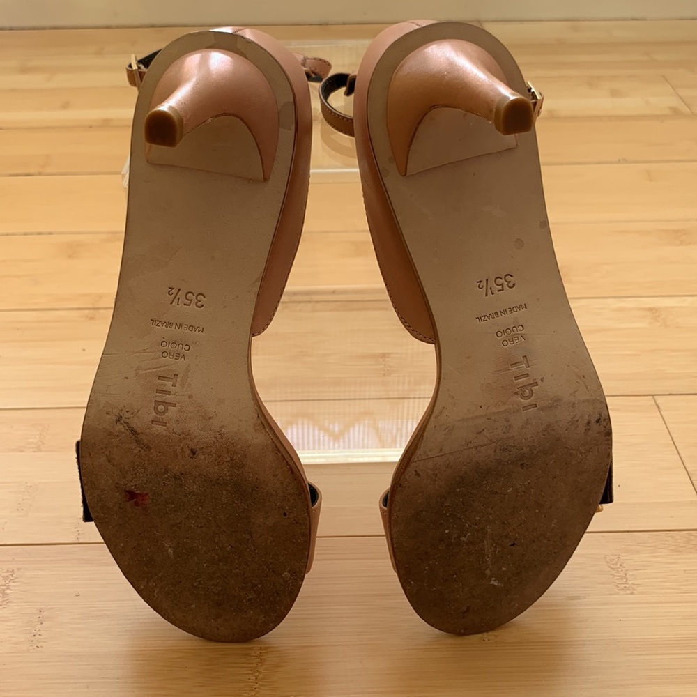 ๐ค๐ค Tibi Ilana Leather Stiletto Sandals - Sz 35.5 - Neutral Heel ๐ค๐ค - Picture 11 of 15